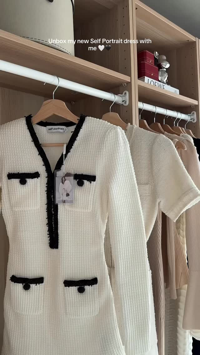 Instagram post by @artikelnummer_sh for SELF-PORTRAIT. Caption reads: New Self Portrait dress @mrselfportrait.