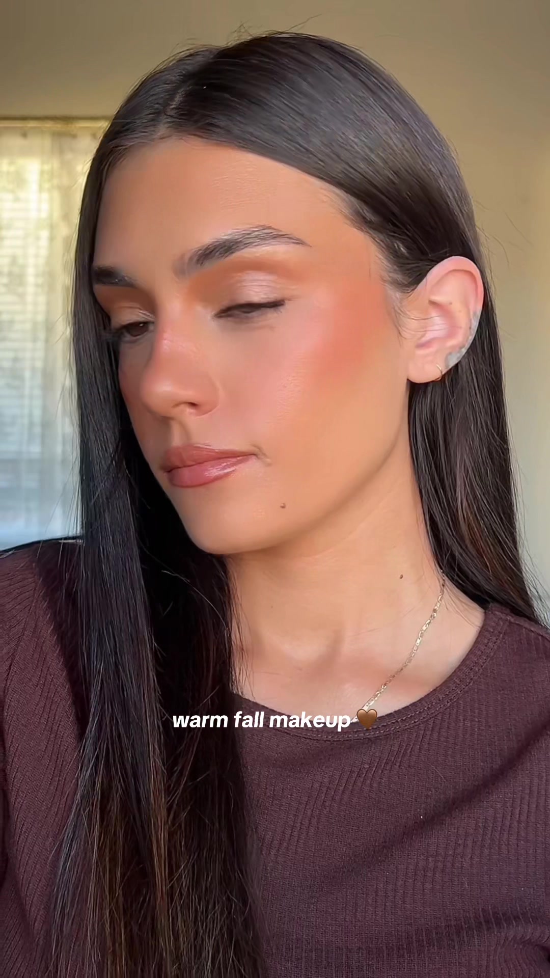 TikTok post by @honeygirlmua for COVERGIRL. Caption reads: warm fall makeup 🤎 @COVERGIRL @ONE SIZE BEAUTY....