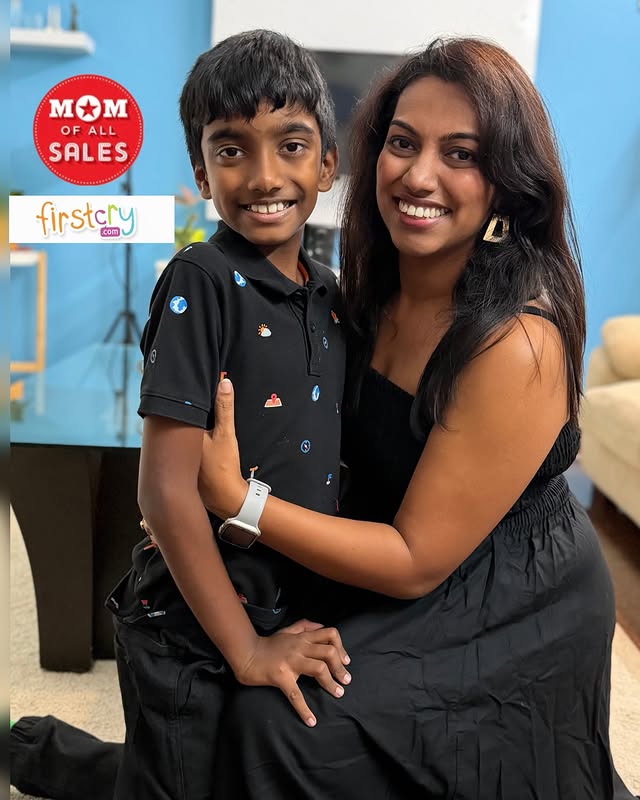 Instagram post by @usandthelittleone for FirstCry. Caption reads: #Collaboration with @firstcryindia 

The sale of....