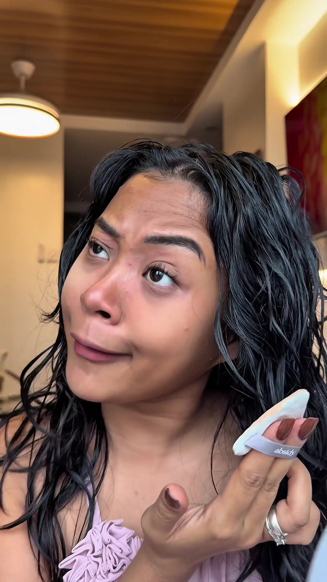 TikTok post by @nanasilayro for downy. Caption reads: Imagine someone walking in— tall, dark, handsome…....