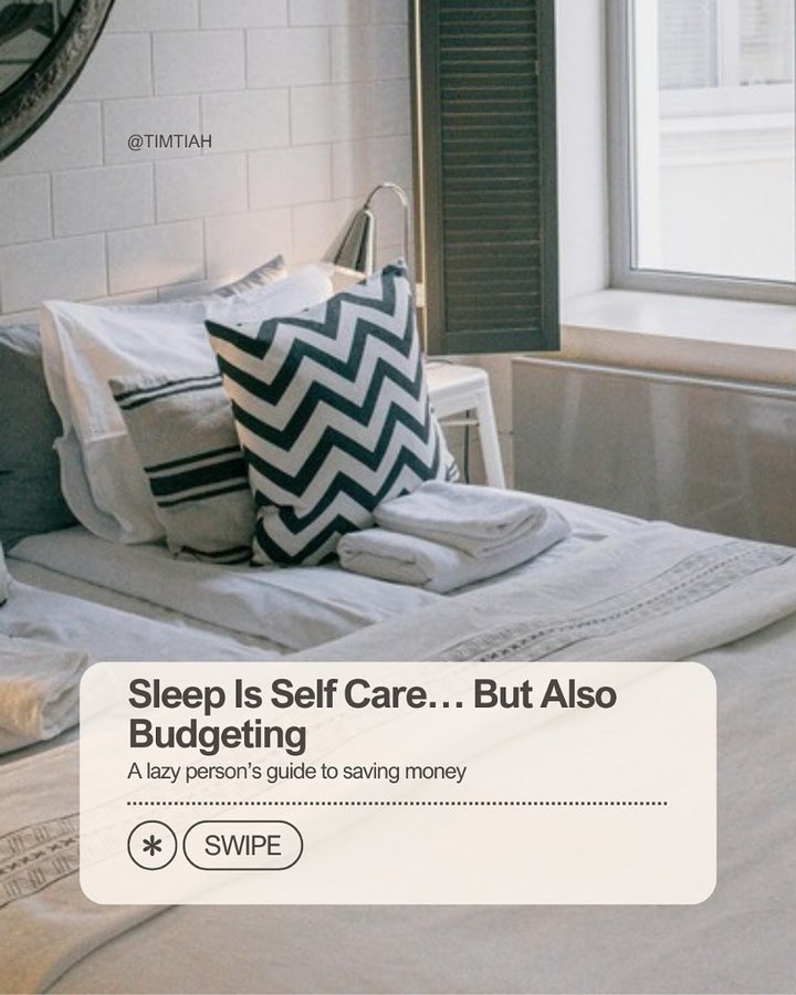 Instagram post by @timtiah for Joey Mattress. Caption reads: [...] budgeting hack. Sponsored by @joeymattress.