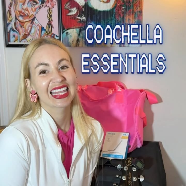 Instagram post by @kenbunny for AnkerMake. Caption reads: COACHELLA MUST HAVES 🎒🧳🪭🎡🌴 first thing I’m....