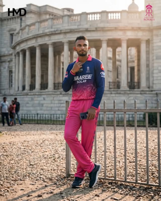 Instagram post by @rajasthanroyals for HMD. Caption reads: [...] the field just hits different 📸💗....