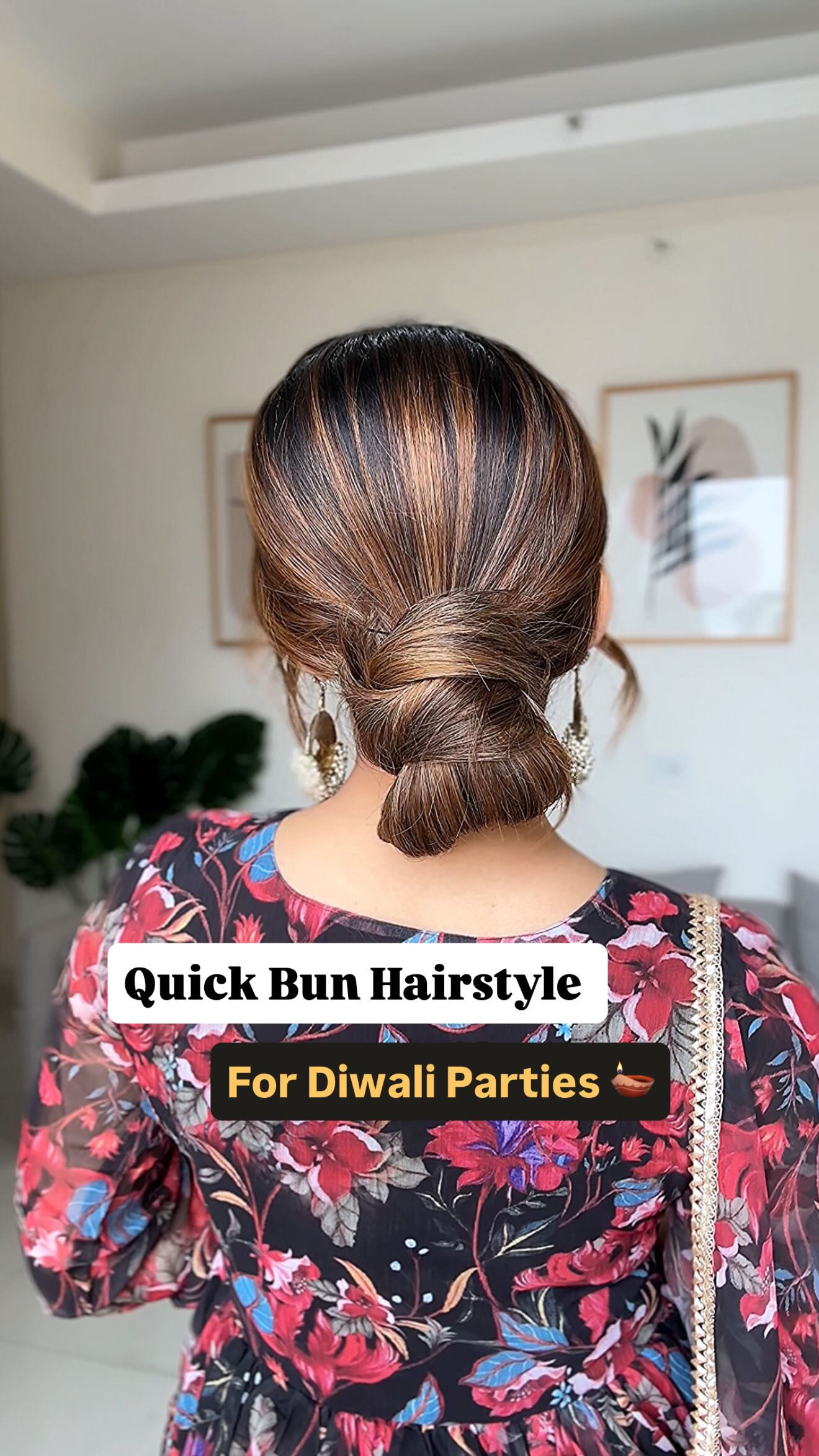 Instagram post by @knot_me_pretty for Nykaa Fashion. Caption reads: Try This Quick Bun Hairstyle For Your Next Diwali....