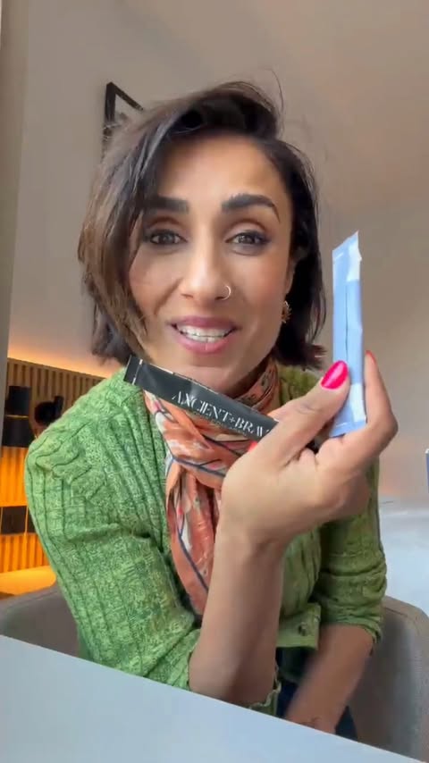 Instagram post by @itsanitarani for Ancient + Brave. Caption reads: #AD Ever feel like you’re constantly drinking....