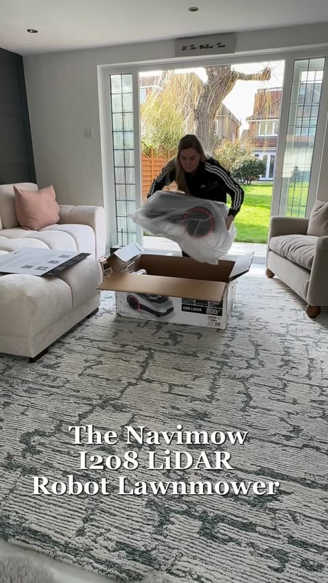 Instagram post by @at_the_willow_tree for Segway Navimow. Caption reads: ad: Still one of the smartest garden upgrades I’ve....