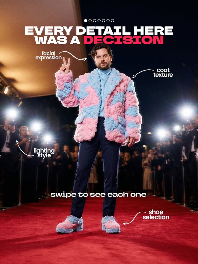 Instagram post by @justinserran for Adobe Live Community. Caption reads: Comment “Fashion” and I’ll send you the exact....