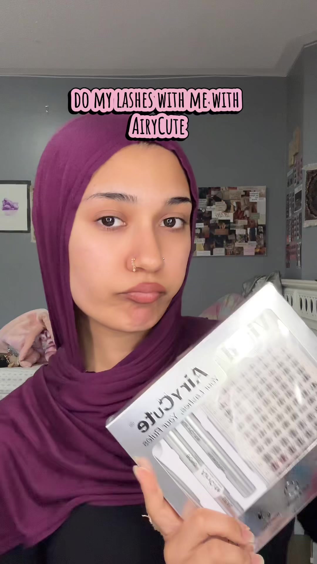 TikTok post by @ehanasworld for AiryCute Beauty. Caption reads: [...] for 28% off lash map: 8, 14, 14, 16....