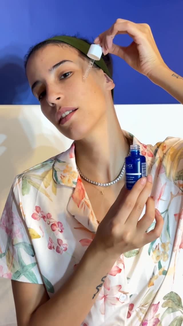 Instagram post by @fatmahkamel for Uriage. Caption reads: Slow morning and Cica serum comes to be daily with....