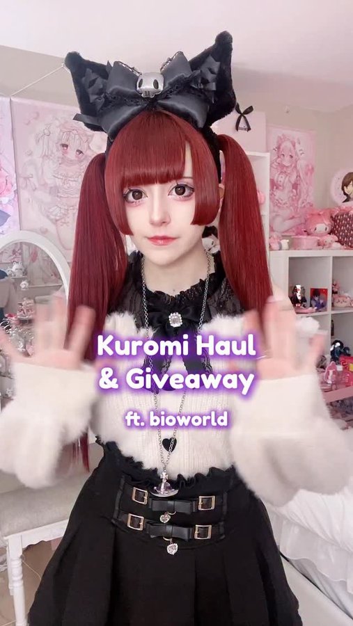 Instagram post by @mikababeyy for Sanrio. Caption reads: it's time to celebrate kuromi's birthday &....