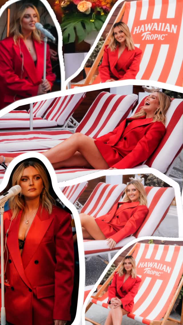 Instagram post by @perrieedwards for Hawaiian Tropic. Caption reads: Ad Sunset skies and Endless Summer energy all....