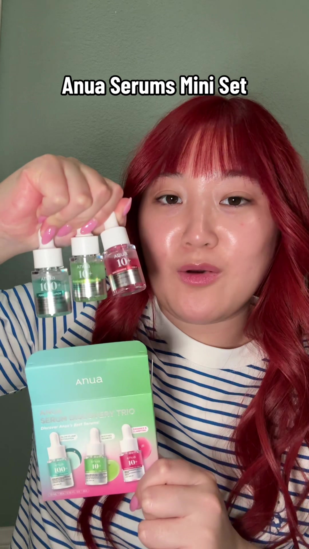 TikTok post by @trishlovesskincare for Anua. Caption reads: Anua Serums Set✨ @Anua Store US [...].