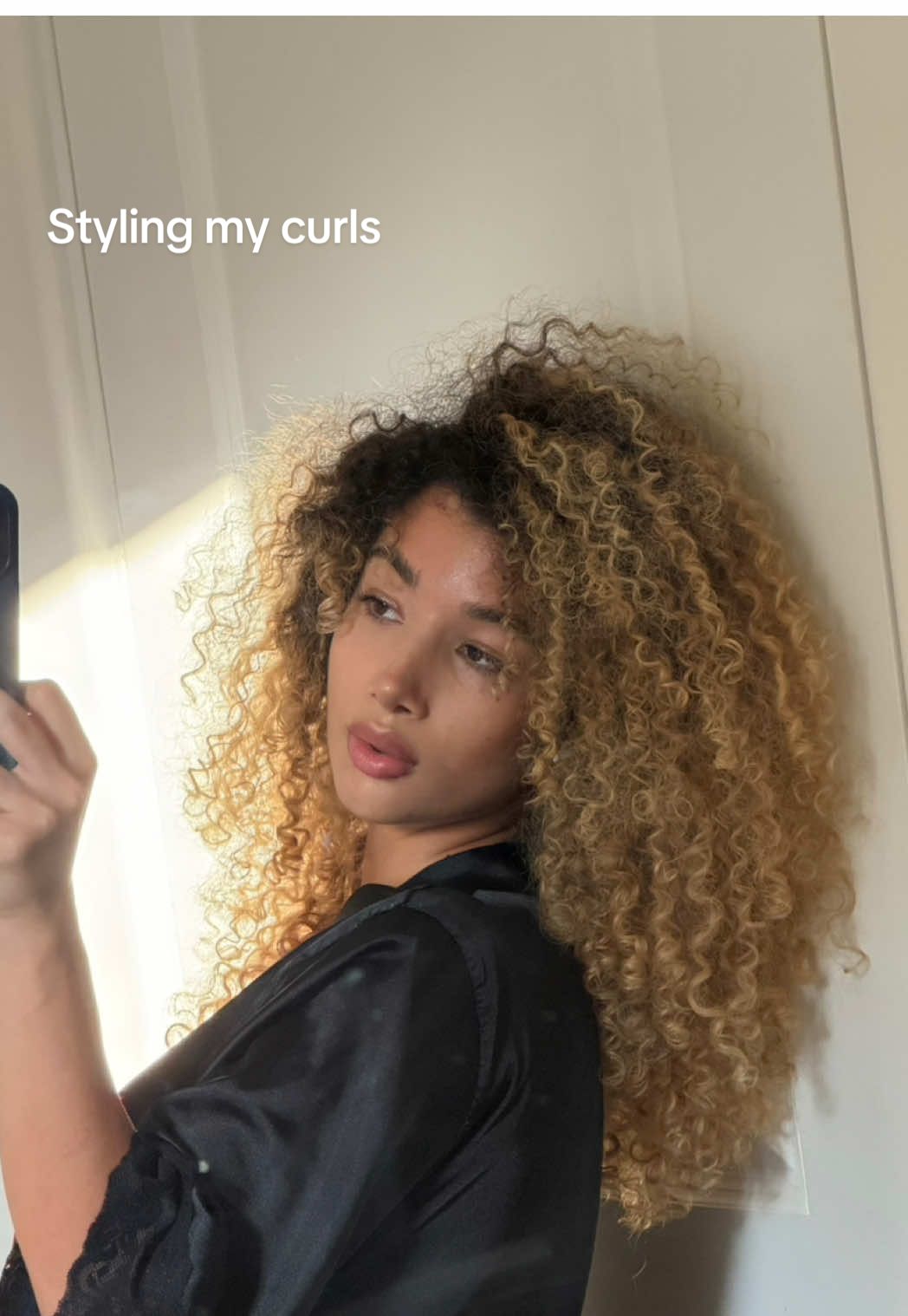 TikTok post by @baywhittaker for Camille Rose. Caption reads: Styling my 3C hair with @Camille Rose....