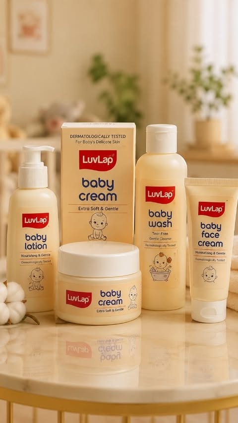 Instagram post by @ayushijain449 for LuvLap. Caption reads: Luvlap skincare products for babies [...].