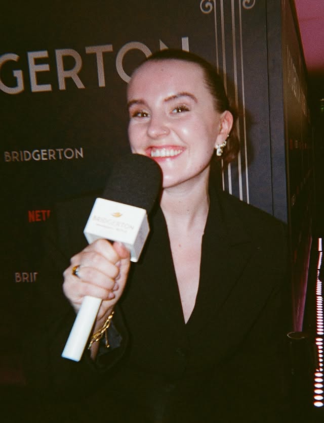 Instagram post by @theharrietfisher for Bridgerton. Caption reads: HAPPY BRIDGERTON PART 2 RELEASE DAY 💐👑 📸 This....