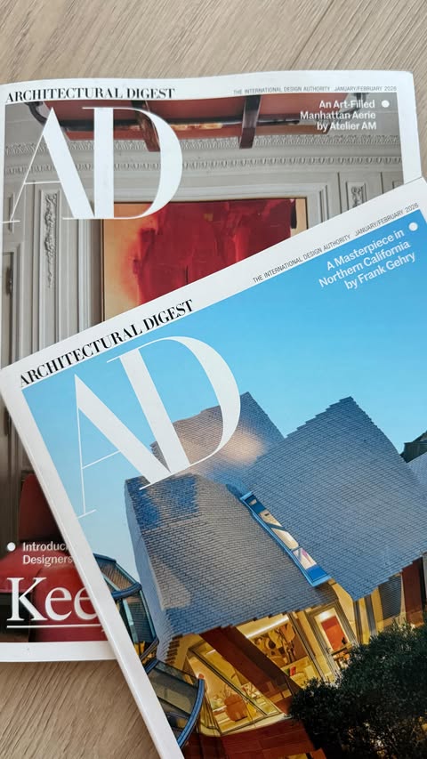 Instagram post by @yb_interiors for Architectural Digest. Caption reads: [...] ✨ I’m thrilled to be featured in....