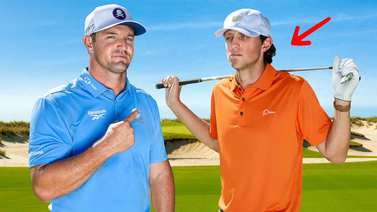 YouTube post by @brysondechambeau for Reebok. Caption reads: This Amateur Golfer Challenged Me… (Big Mistake?).