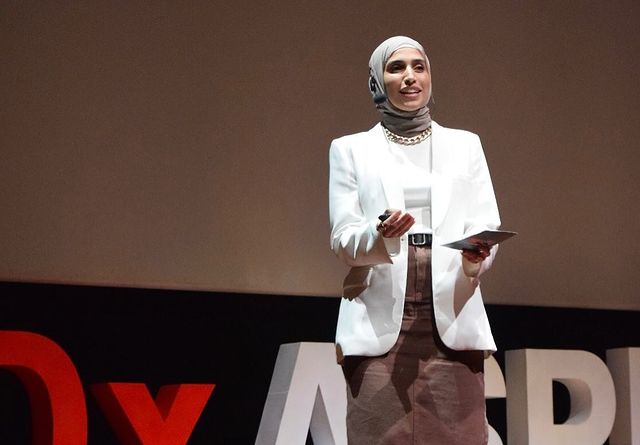 Instagram post by @thinkwithshahd for TED. Caption reads: [...] change the world”✨ مشاركتي صارت على منصة....