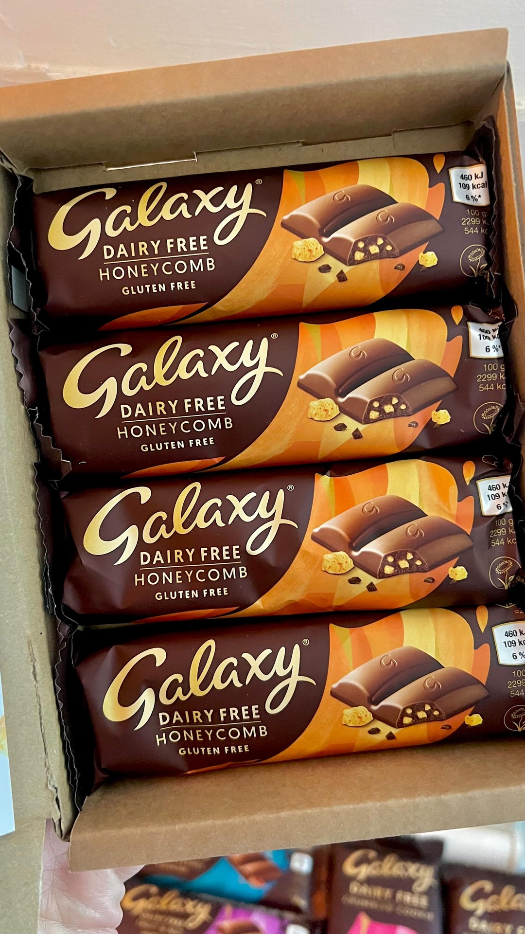 Instagram post by @fittiefodmapldn for Sainsbury's. Caption reads: New @treats_by_mars Galaxy Honeycomb, that's....