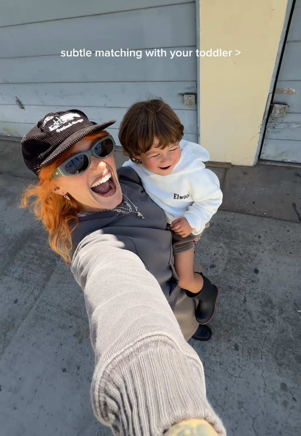 TikTok post by @laurenbadenhoop for Elwood Clothing. Caption reads: will match with him any second I get 🤝 @Elwood .