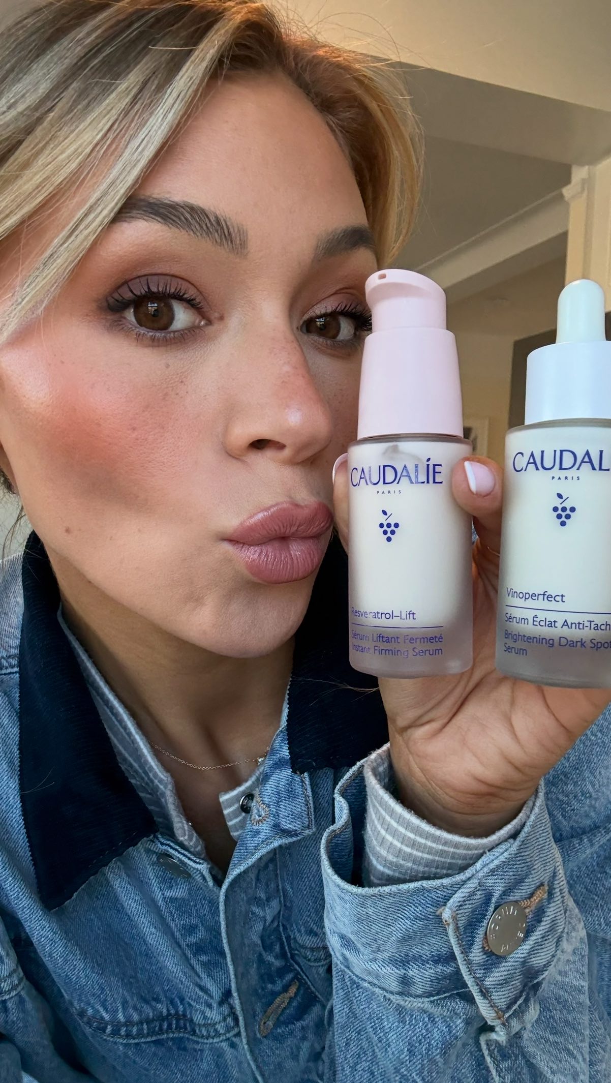 Instagram post by @audreytrullinger for Caudalie. Caption reads: @caudalieus I am your biggest fan🍇💜....