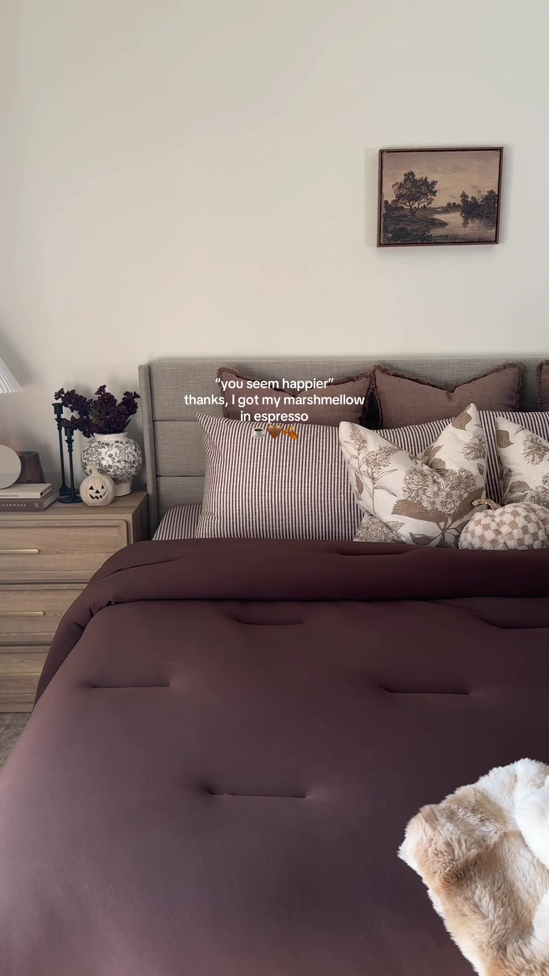 TikTok post by @simplyjessirose for Mellow Sleep. Caption reads: [...] I want my fall bed to be 🧸☁️ @Mellow Sleep....