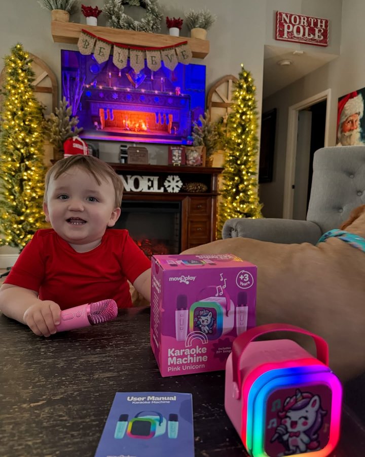 Instagram post by @jennanic08 for Move2Play. Caption reads: [...] get the cutest karaoke machine from....