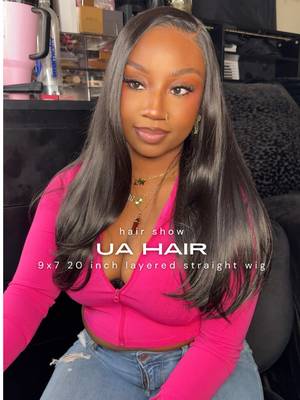 TikTok post by @thaarealbabyd for U&A Hair Shop. Caption reads: Synthetic where?!!!! 🩷 @U&A HAIR SHOP #uahair....