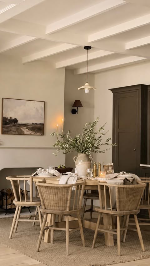 Instagram post by @thehoppyhome for Pottery Barn. Caption reads: [...] Italian farmhouse inspired table from....