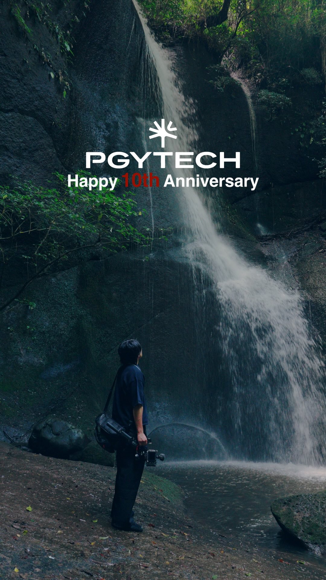 Instagram post by @pgytech.japan for PGYTECH. Caption reads: Happy 10th Anniversary, PGYTECH....