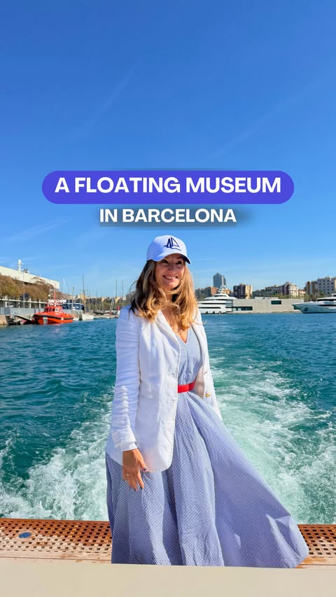 Instagram post by @live.life.barcelona for Accor Group. Caption reads: I slept on a museum-boat in Barcelona… 👇🚤....