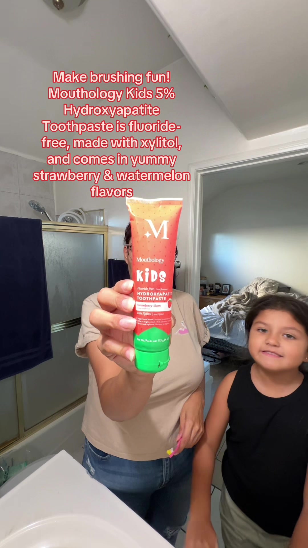 TikTok post by @red82003 for Mouthology. Caption reads: Make brushing fun! Mouthology Kids 5%....