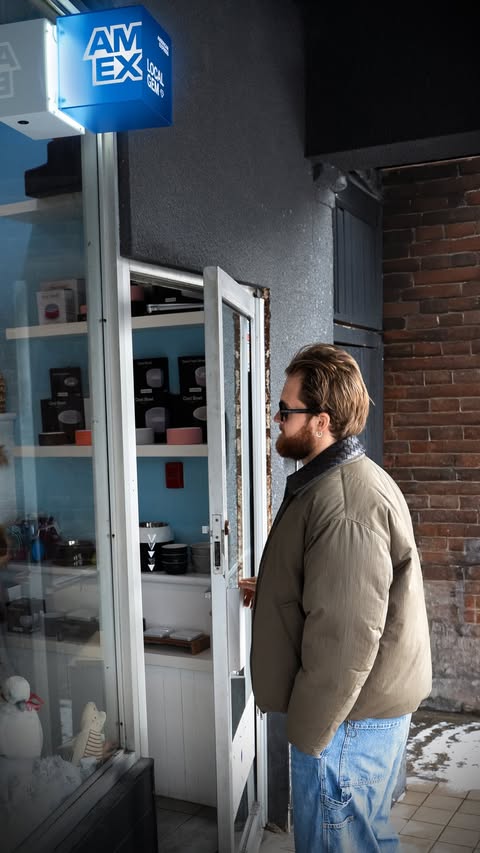 Instagram post by @williamnylander for American Express. Caption reads: #ad my go-to local spots #withAmex :).