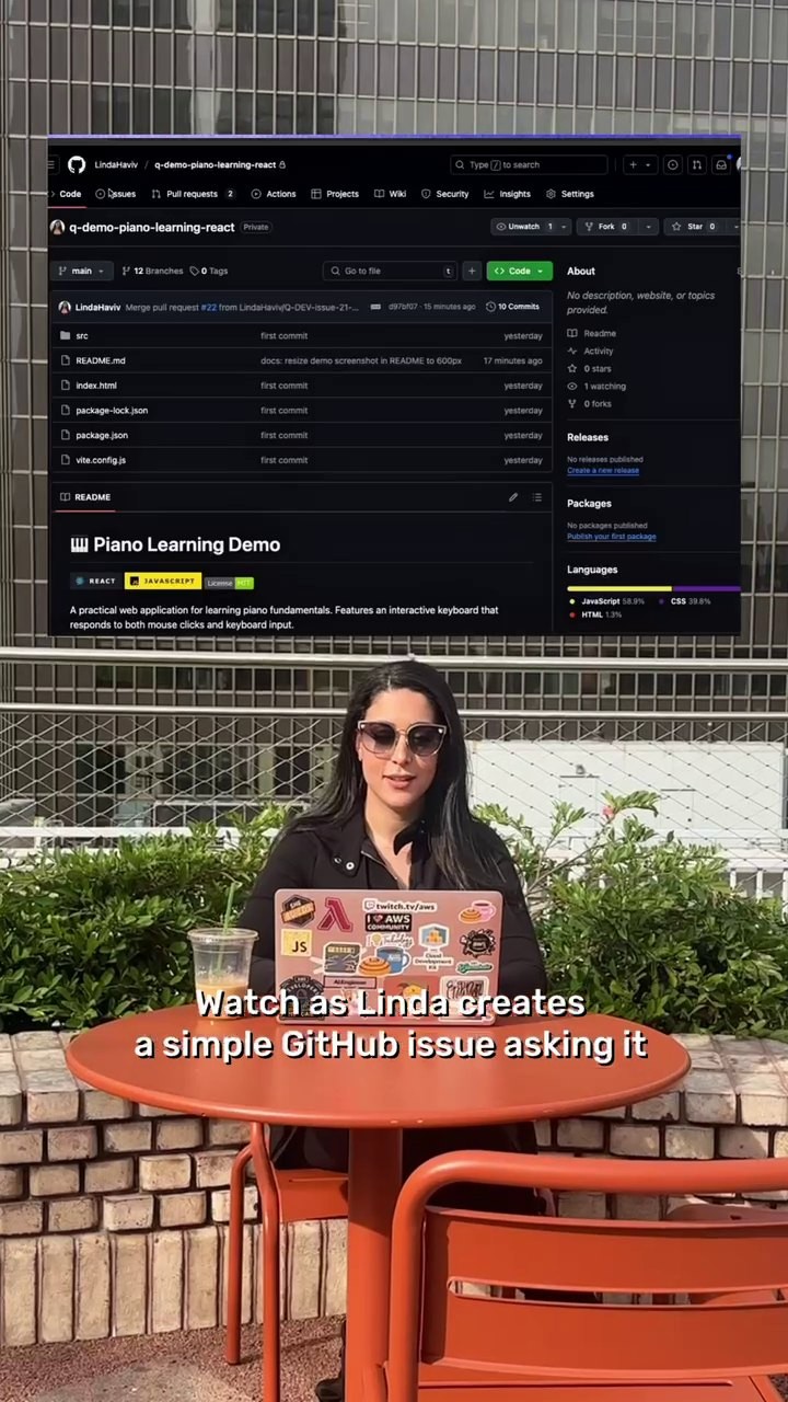 Instagram post by @lindavivah for Amazon Web Services. Caption reads: Smart development just found its home base.....