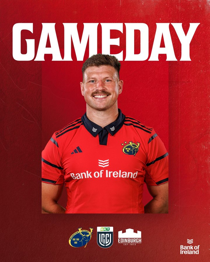 Instagram post by @munsterrugby for Virgin Media Ireland. Caption reads: [...] Media Park #SUAF 🔴| #MUNvEDI |....