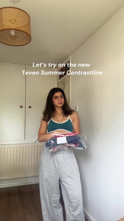 Instagram post by @gymcroft for Teveo. Caption reads: [...] line drops this Sunday at 7pm BST !!!☀️....