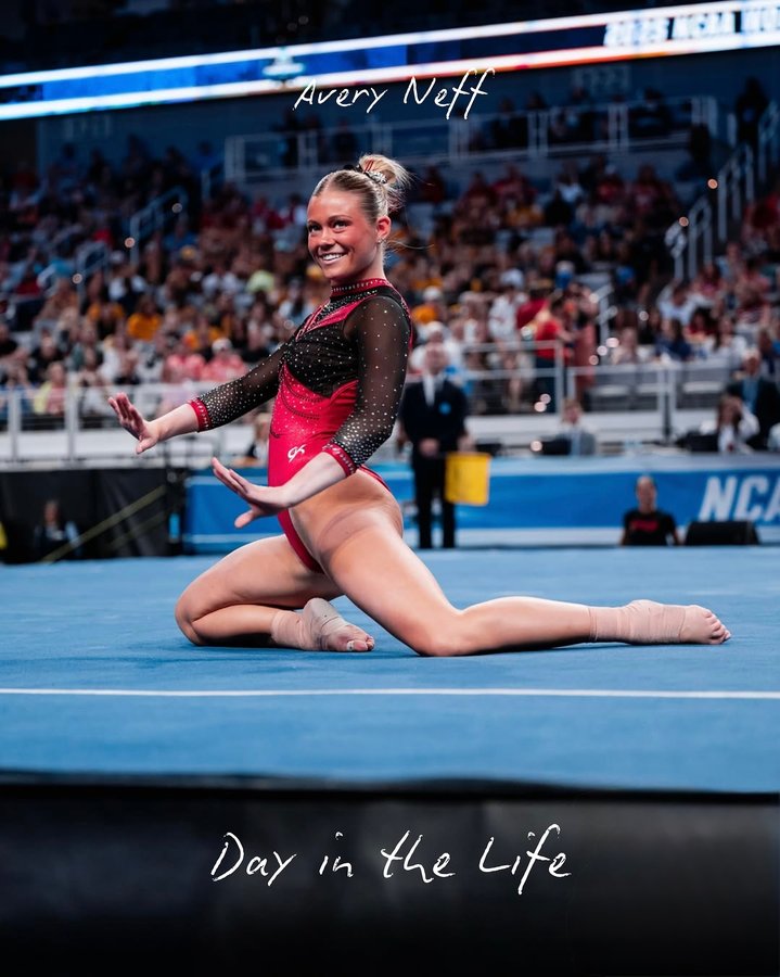 Instagram post by @avery.neff for GK Elite. Caption reads: a day in the life of @avery.neff on her first day....