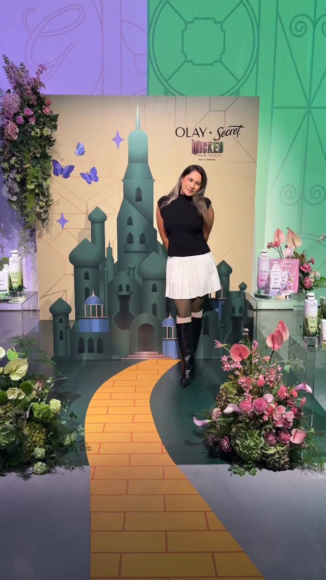 Instagram post by @tarana.afn for Secret Deodorant. Caption reads: @olay x @secretdeodorant x @wickedmovie pop up in....