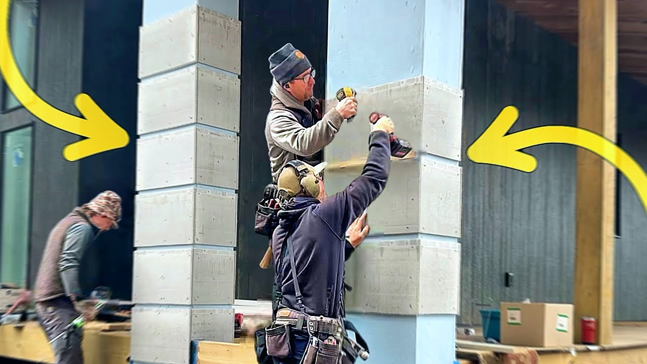 YouTube post by @PerkinsBuilderBrothers for VEVOR. Caption reads: Construction of a MEGA sized Modern Home P118.