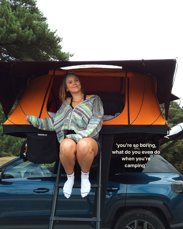 Instagram post by @lucy_xfit for Jeep. Caption reads: [...] any other way! Thank you for @tentbox &....