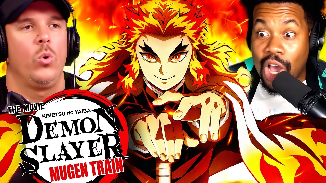 YouTube post by @TheKristianHarloff for TeePublic. Caption reads: FIRST TIME WATCH! MUGEN TRAIN! Demon Slayer:....