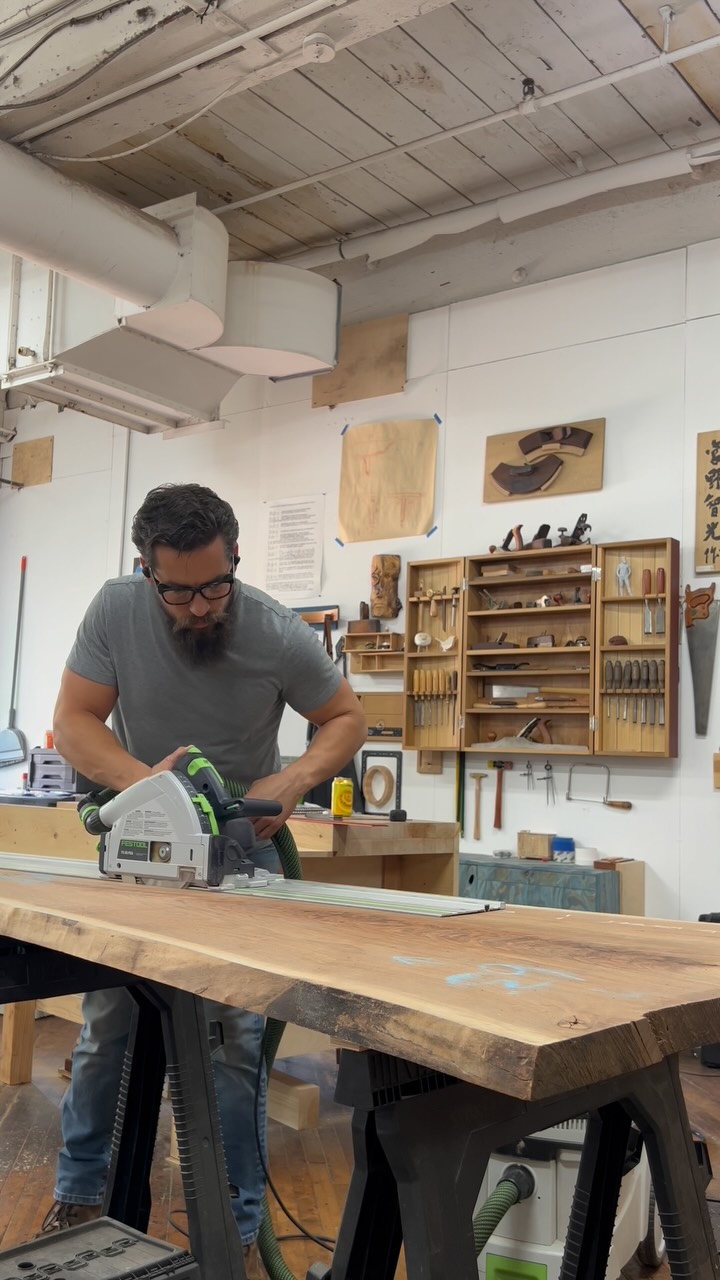 Instagram post by @encurtis for Festool USA. Caption reads: “Veneered furniture is not real”

You may have....