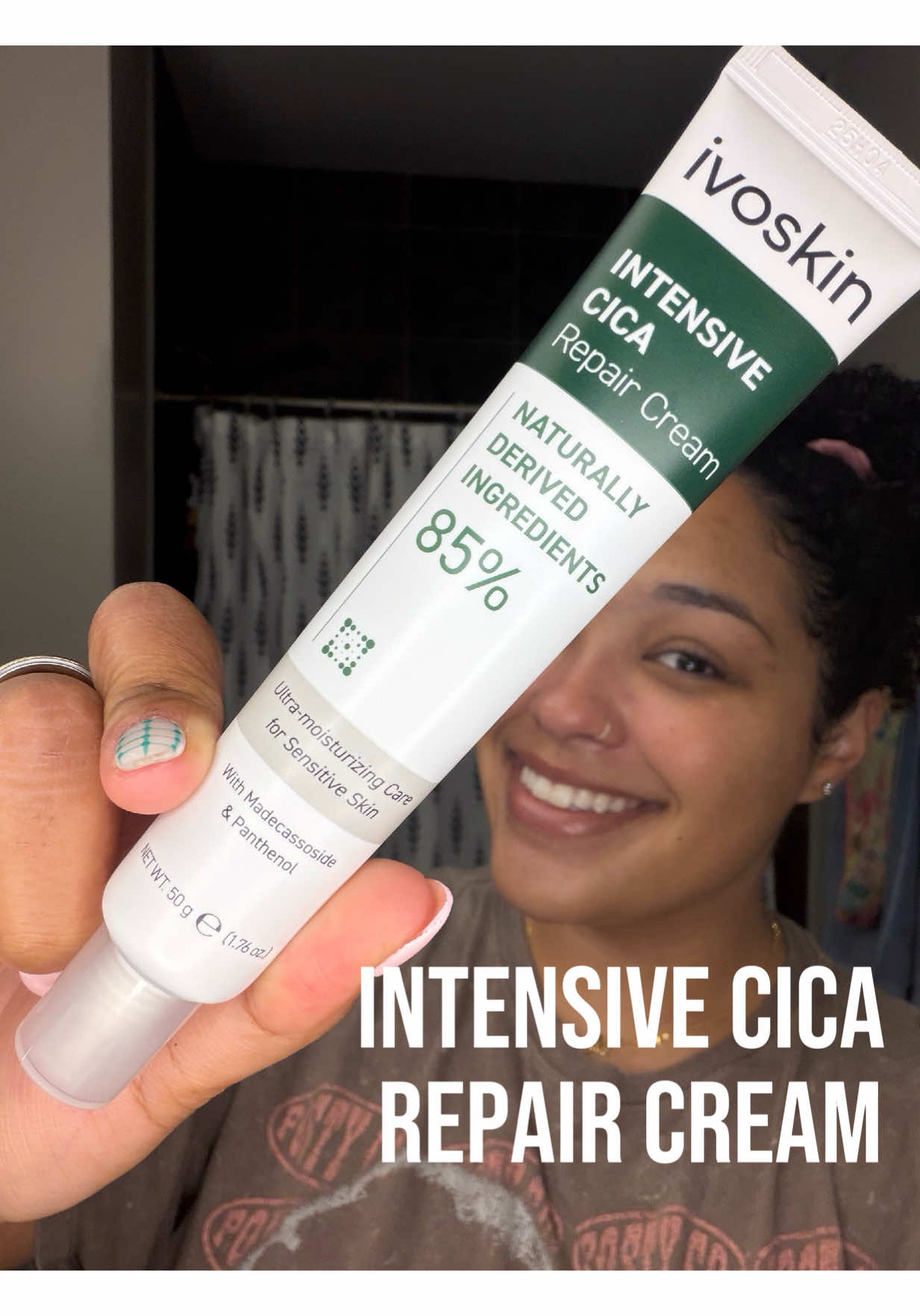 TikTok post by @_esthermoore for Ivoskin. Caption reads: gifted by IvoSkin Redness relief that actually....
