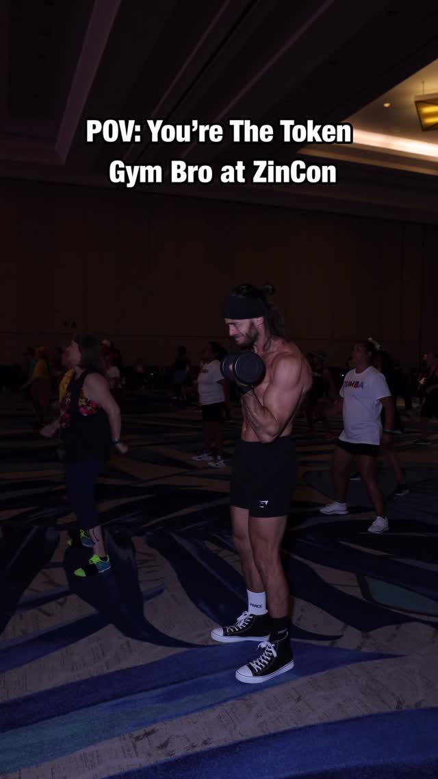 Instagram post by @brobeingbasic for Zumba. Caption reads: We have different definitions of hip thrusts 😂....