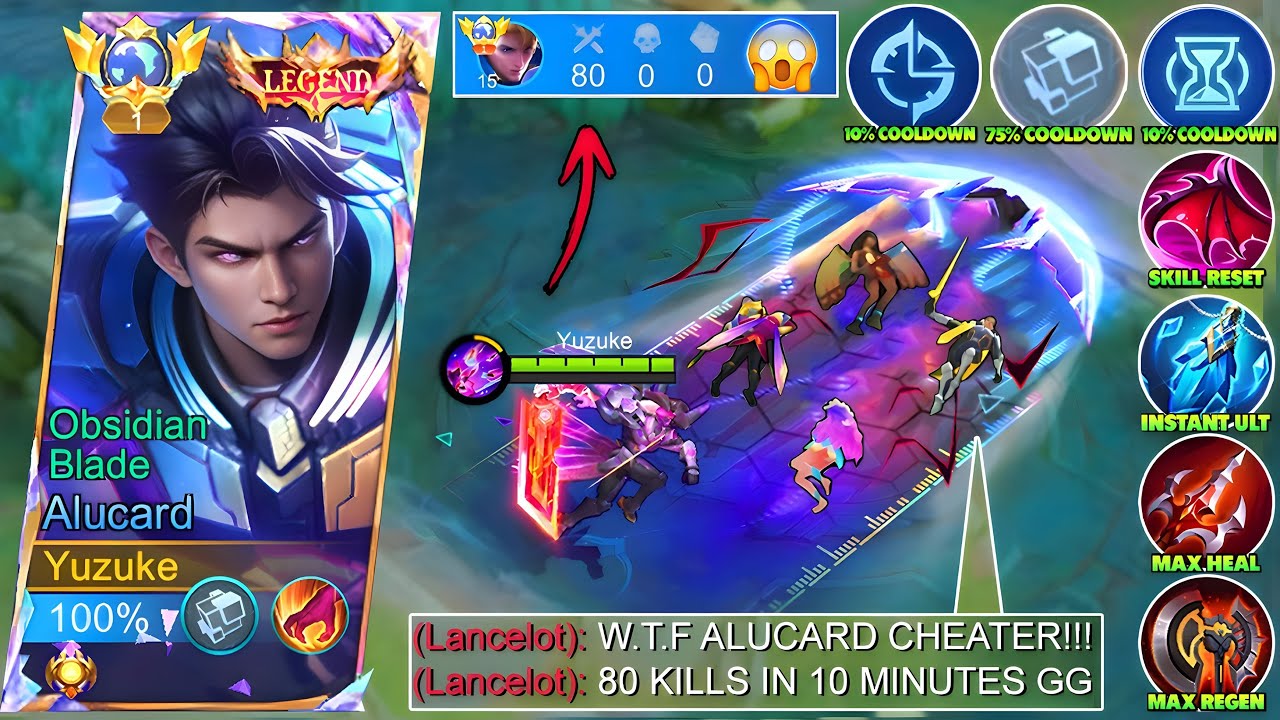 YouTube post by @Yuzuke for Infraction Music. Caption reads: 85 KILLS WTF!!! When Global Alucard Abuse No....