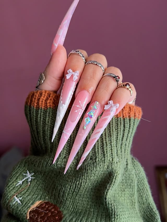 Instagram post by @nails_by_lindsay_ for Madam Glam. Caption reads: had these on for less than 13 hours bc i had to....