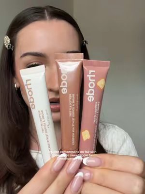 TikTok post by @harrietvalerie for Rhode Skin. Caption reads: [...] & toast lip tints 🍂 Gifted @rhode skin....