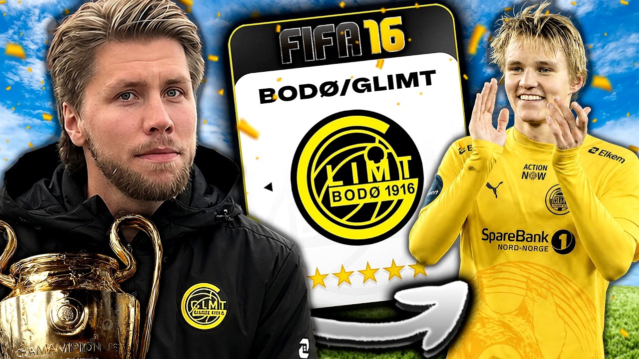 YouTube post by @Randulle for Getmerch. Caption reads: KAN BODØ/GLIMT OVERGÅS PÅ FIFA 16? 🏆 Vi spoler....