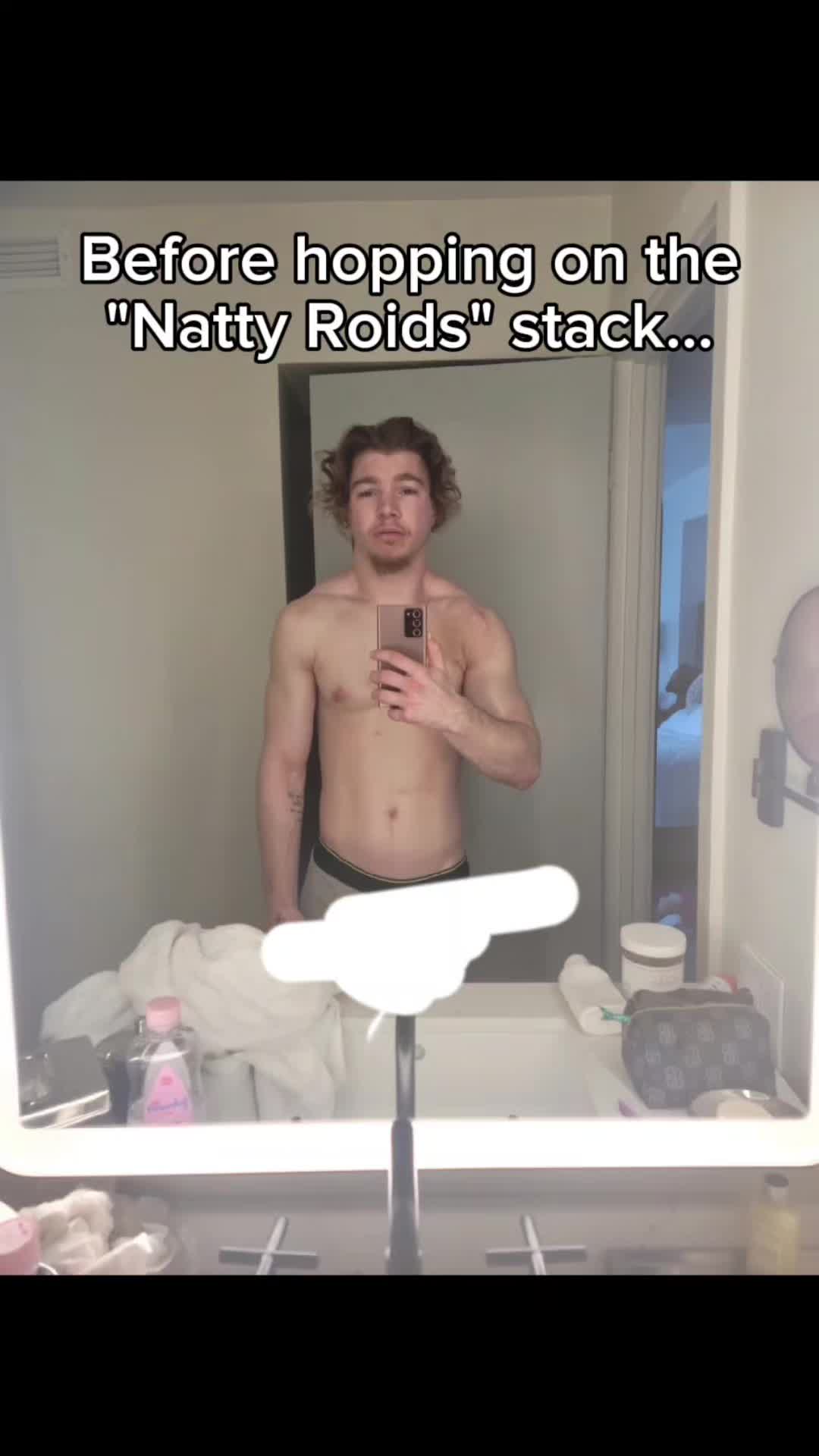 TikTok post by @coach_optimal for Peak Revival X. Caption reads: 4 months on the natty roids stack changed....