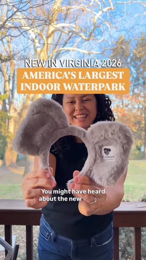 Instagram post by @virginia.adventure.family for Kalahari Resorts. Caption reads: [...] float to look out for is the....